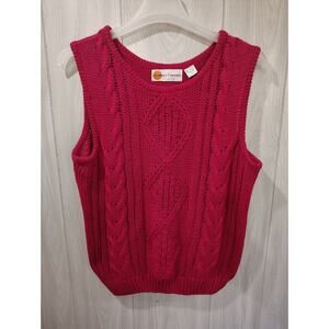 Vintage Country Concepts Cable Knit Sweater Vest Pink Korea Size L